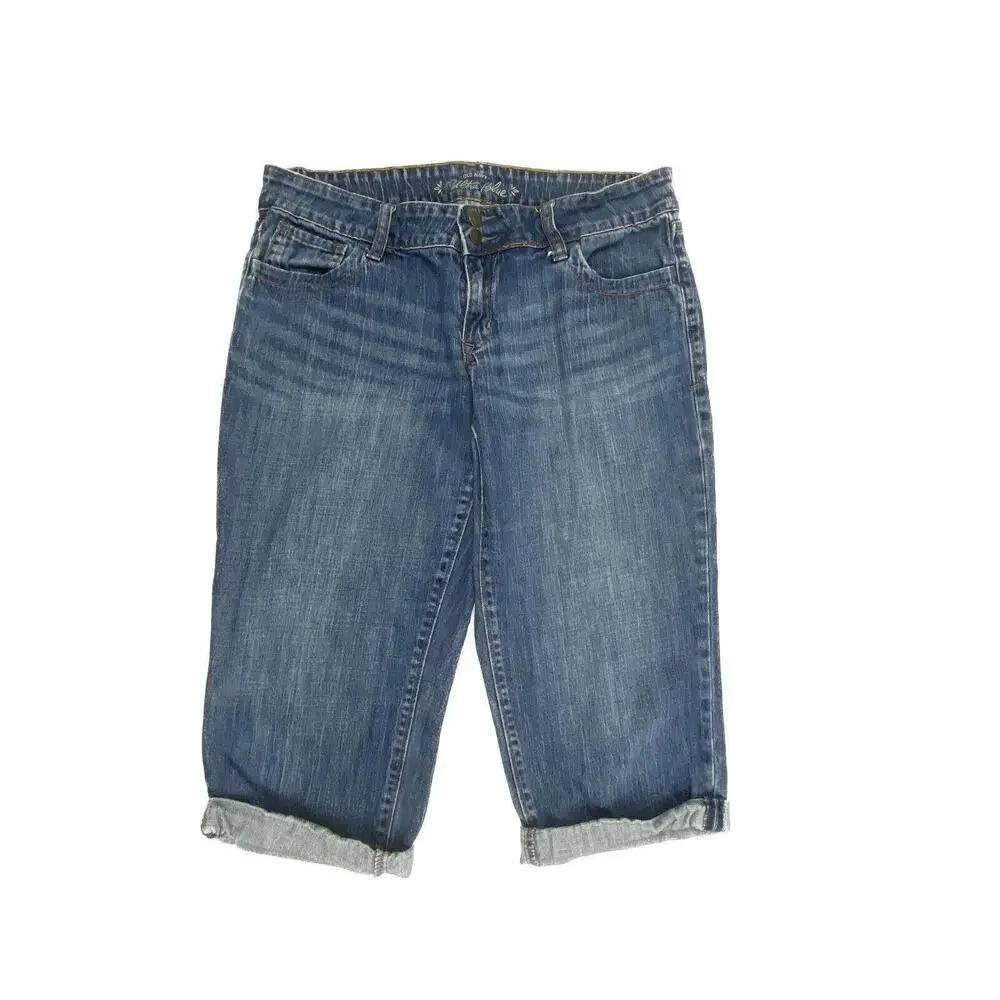 Old Navy Cuffed Capri Women's size 10 Medium Wash Blue Denim jeans